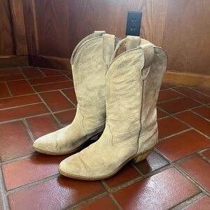 Vintage - code west - light grey suede cowgirl boots